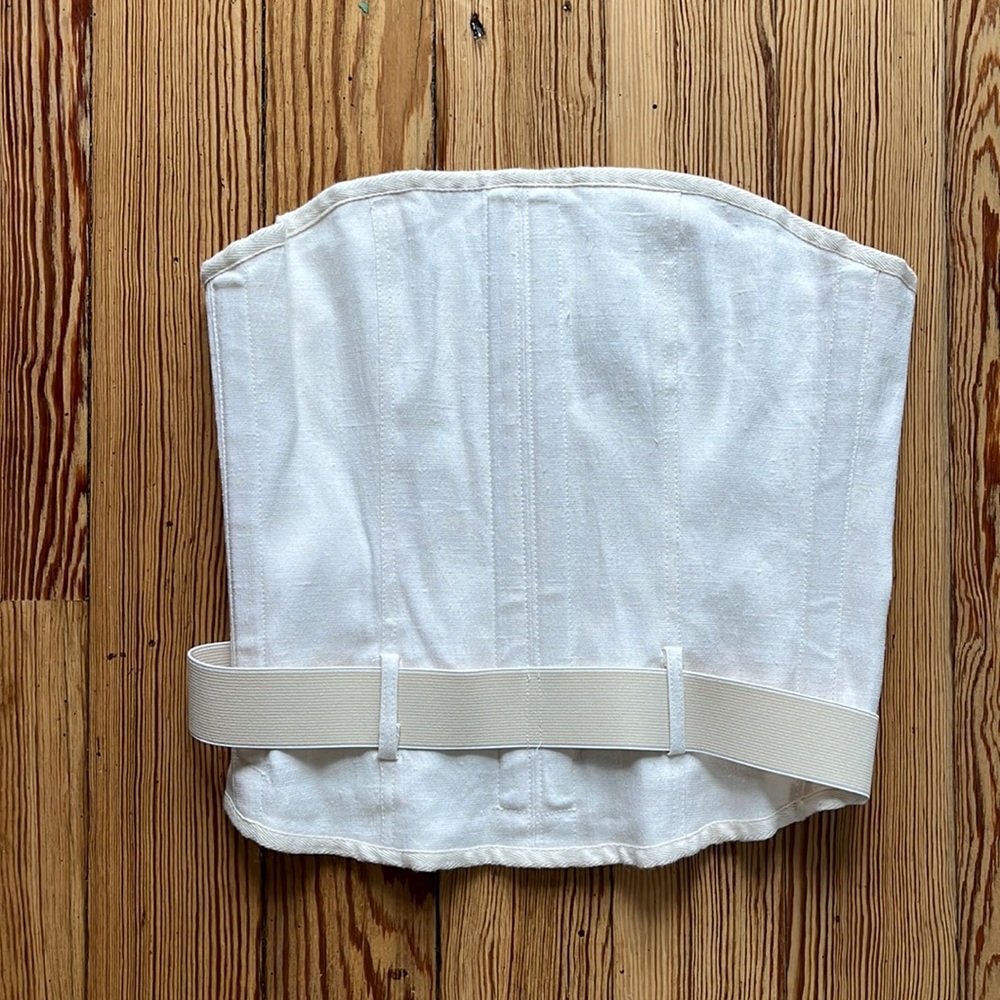 COPY - Cream corset top with belt detail. Listed as 8 fits like a 4